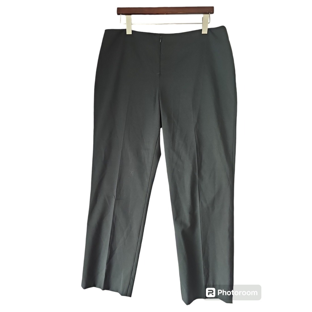PEACE OF CLOTH Women's Flat Front Front Zipper Black Trouser Ankle Pants Size 16